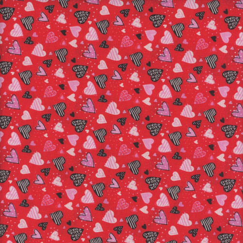 Benartex Fabrics Parisian Pups Kanvas Studio That's Amore Red