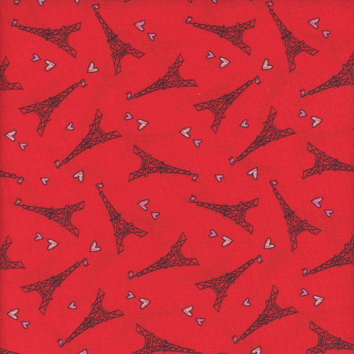 Benartex Fabrics Parisian Pups Kanvas Studio Love Paris Red