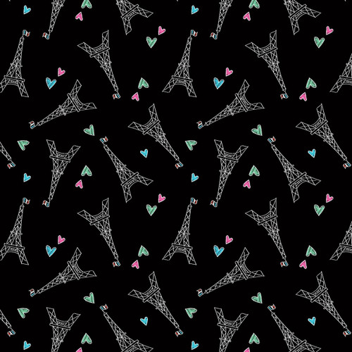 Benartex Fabrics Parisian Pups Kanvas Studio Love Paris Black