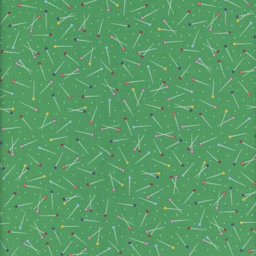 Riley Blake Fabrics Hand Made Damask Love Pins Green