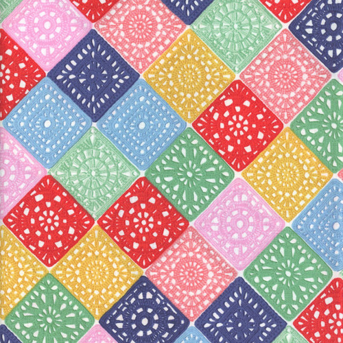 Riley Blake Fabrics Hand Made Damask Love Crochet Multi