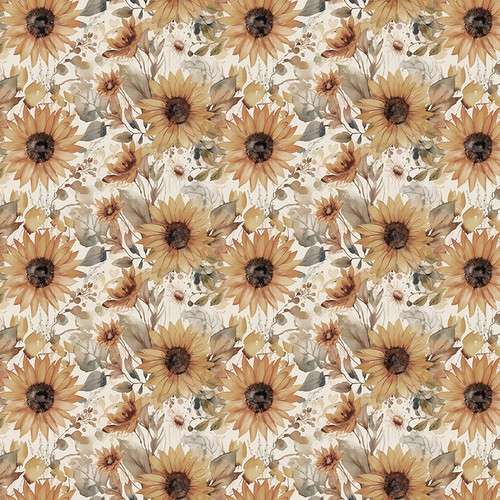 Riley Blake Fabrics Evening on the Praire Modern Prairie Watercolor Sunflowers Cream
