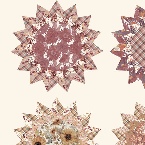 Riley Blake Fabrics Evening on the Praire Modern Prairie Sunflowers Cheater Print Cream