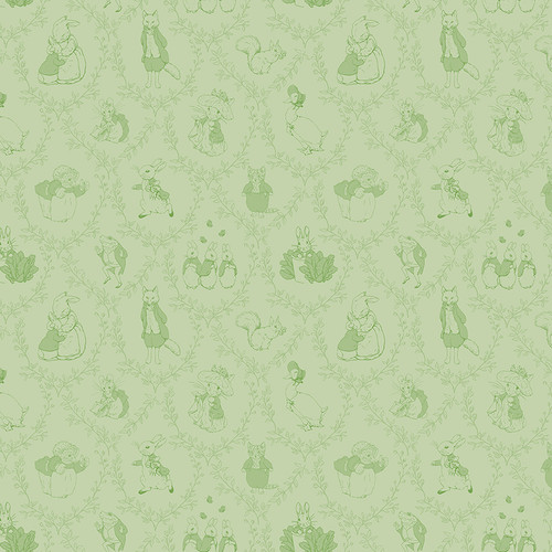 Riley Blake Fabrics Flannel Peter Rabbit & Friends Beatrix Potter Toile Fern
