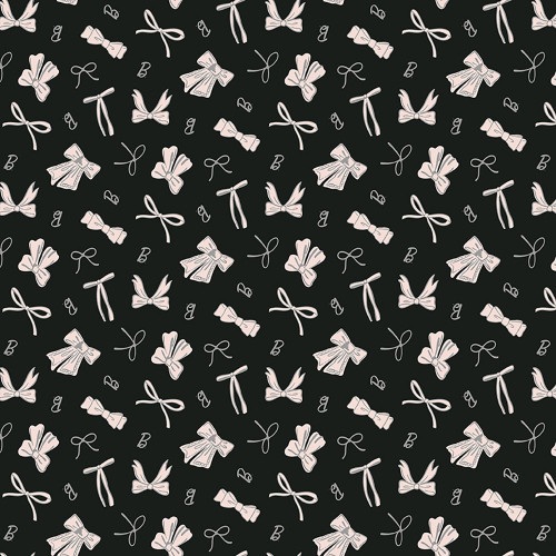 Riley Blake Fabrics Barbie Vintage Bows Black