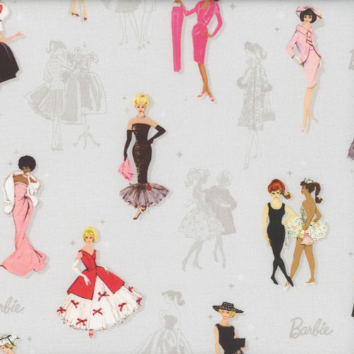 Riley Blake Fabrics Barbie Vintage Main Gray