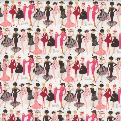 Riley Blake Fabrics Barbie Vintage Fashion White
