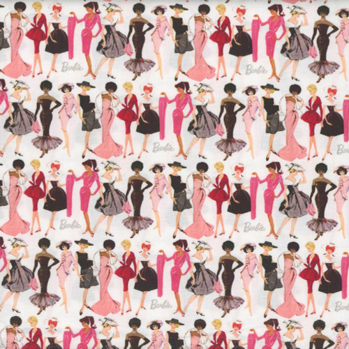 Riley Blake Fabrics Barbie Vintage Fashion White