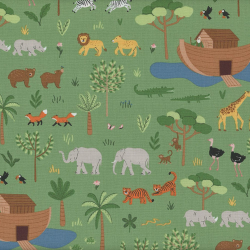 Riley Blake Fabrics Two by Two Noahs Ark Cayla Naylor Main Green