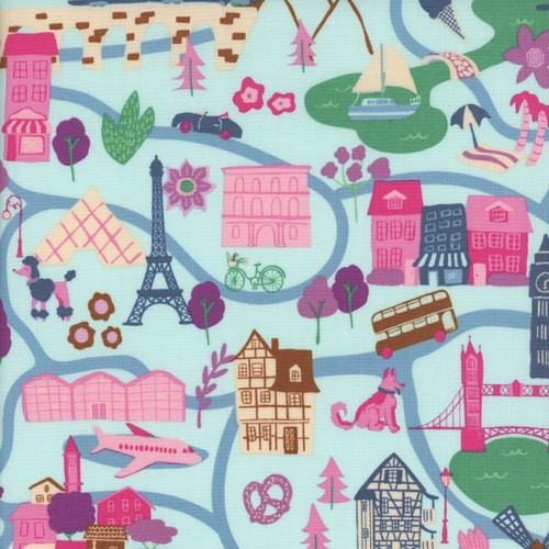 Riley Blake Fabrics The Genesis of a Journey It Takes a Village Blue