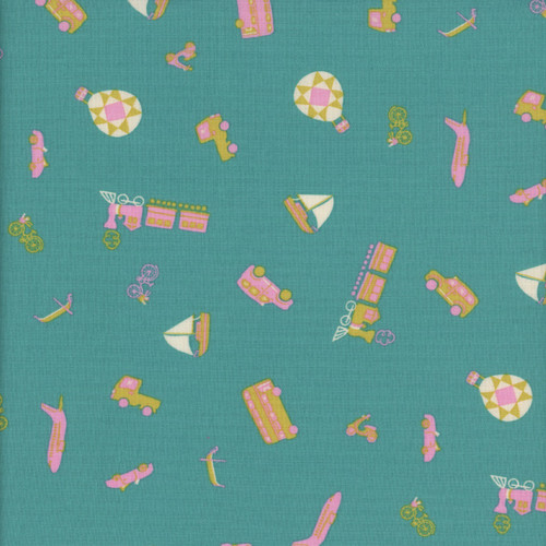 Riley Blake Fabrics The Genesis of a Journey Modes of Travel Teal