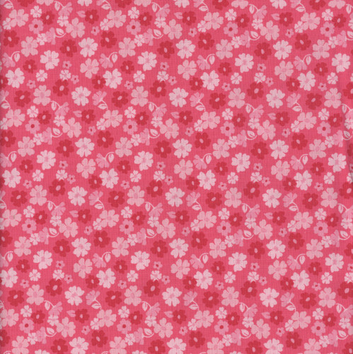 Riley Blake Fabrics Zinnias Lila Tueller Tossed Flowers Hot Pink