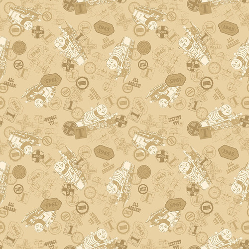 Riley Blake Fabrics Thomas & Friends Thomas the Tank Engine 80th Anniversary Tonal Toss Flax