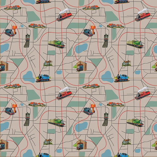 Riley Blake Fabrics Thomas & Friends Thomas the Tank Engine 80th Anniversary Map Pewter