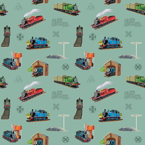 Riley Blake Fabrics Thomas & Friends Thomas the Tank Engine 80th Anniversary Main Green