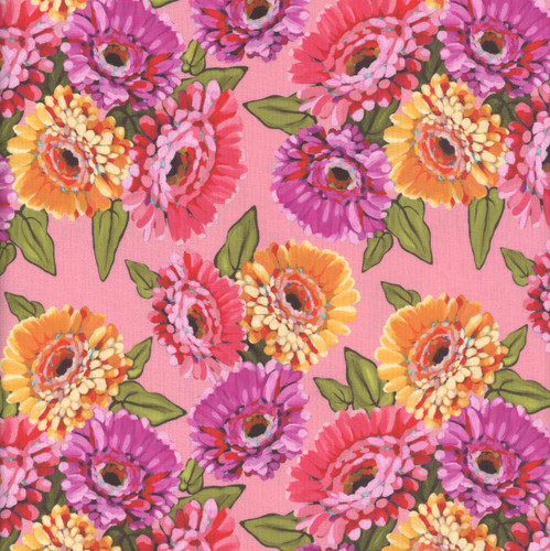 Riley Blake Fabrics Zinnias Lila Tueller Main Pink