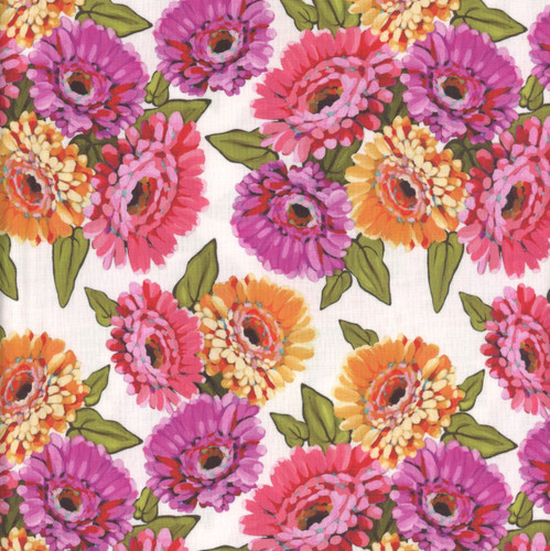 Riley Blake Fabrics Zinnias Lila Tueller Main White