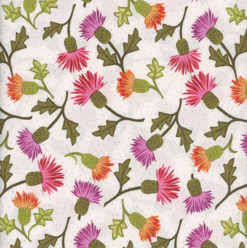 Riley Blake Fabrics Zinnias Lila Tueller Thistles White