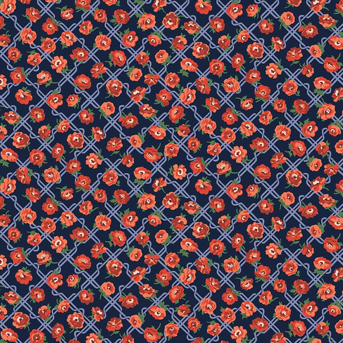 Riley Blake Fabrics Liberty Floral Nostalgia Rosemary Blooms Blue Red