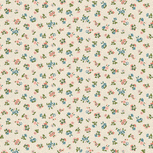 Riley Blake Fabrics Liberty Floral Nostalgia Flora Beatrice Cream Green