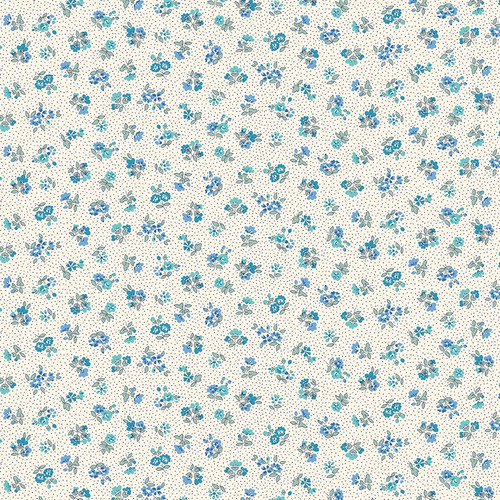 Riley Blake Fabrics Liberty Floral Nostalgia Flora Beatrice Cream Blue