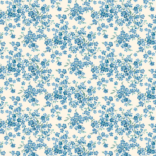 Riley Blake Fabrics Liberty Floral Nostalgia Forget-Me-Not Trail Blue