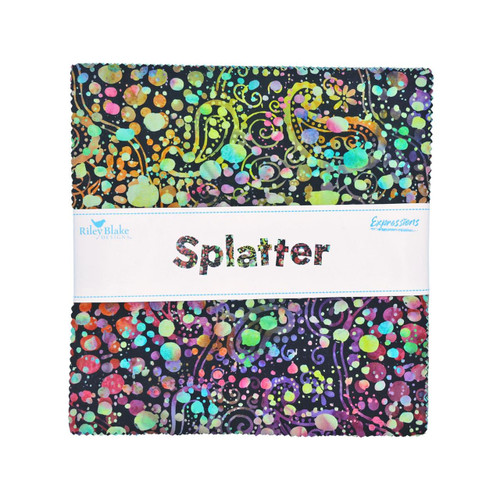 Riley Blake Fabrics Batiks Splatter Karen Gibbs 10 Inch Stacker Squares, 42 Pcs.