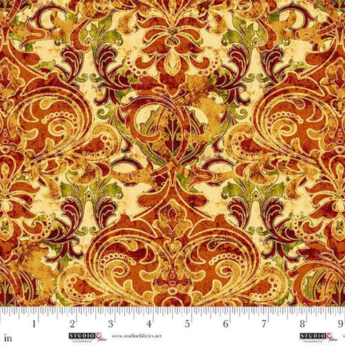 Studio E Fabrics Autumn Fields Art Loft Orange Gold Florence Damask