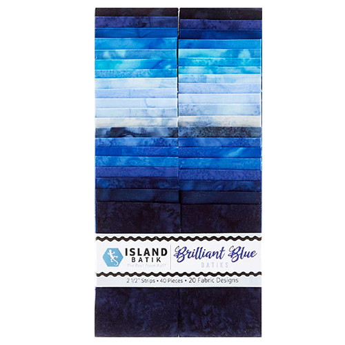 Island Batik Fabrics Foundations Brilliant Blue Batiks 2.5 inch Strip Pack