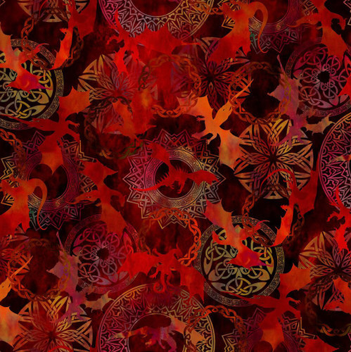 In The Beginning Fabrics Dragons Flame Flying Dragons