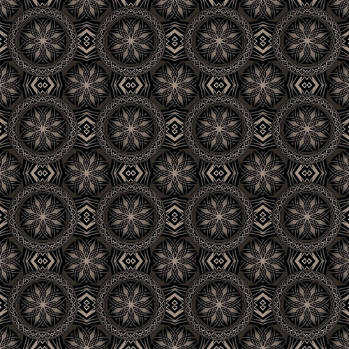 In The Beginning Fabrics Dragons Black Medallions