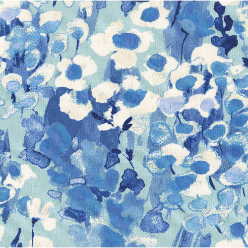 Waverly Fabrics Watercolor Floral Jacobean Flower and Fruit Blue White