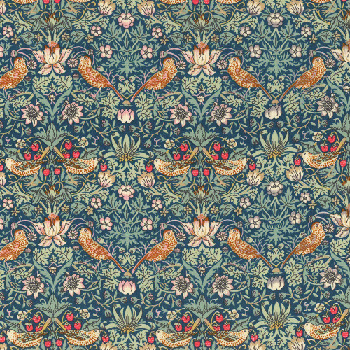 Liberty Fabrics Teal Blue William Morris Strawberry Thief Tana Lawn