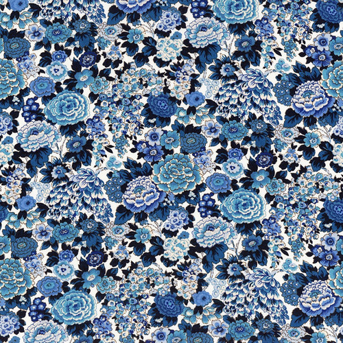Liberty Fabrics Blue White Elysian Day Floral Tana Lawn