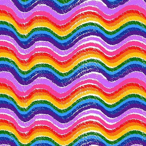 Blank Quilting Fabrics Color My World Multi Rainbow Wave