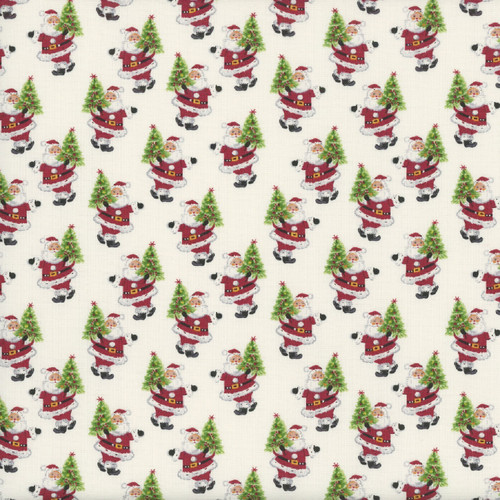 Henry Glass Fabrics A Kitty For Christmas Cream Small Santa Claus