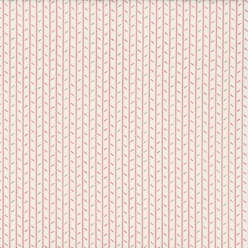 Henry Glass Fabrics A Kitty For Christmas Cream Red Green Small Delicate Stripe