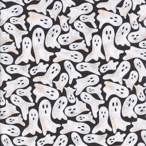 Blank Quilting Fabrics Ghostly Greetings Black Ghosts