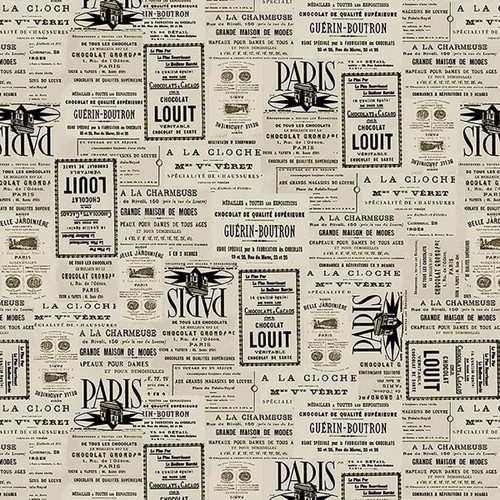 Blank Quilting Fabrics Paris Nights Parchment French Labels