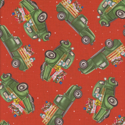 Blank Quilting Fabric Comfort & Joy Michael David Ward Red Green Trucks