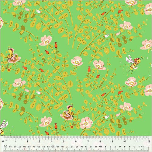 Windham Fabrics Heather Ross Studio Edit Green Nanny Bee