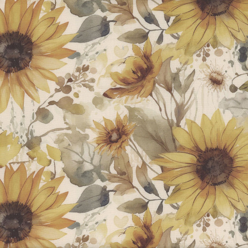 Riley Blake Fabrics Evening on the Prairie 108 Inch Wide Back Watercolor Sunflowers Cream