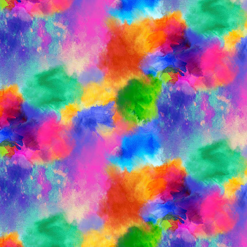Timeless Treasures Fabrics Painted Guitar Red Pink Green Blue Purple Puffy Clouds