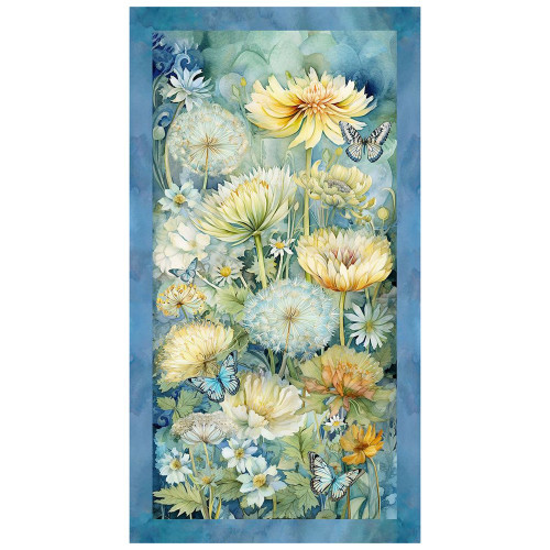 Timeless Treasures Fabrics Floral Forest Whisper Noveau Dandelion Dahlia Floral Panel