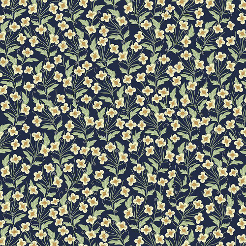 Dear Stella Designs Fabrics Float Like a Butterfly Midnight Blue Yellow Nouveau Daffodils