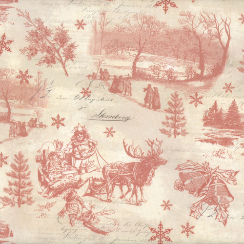 Clothworks Fabrics Katie Pertiet Red Cream Holiday Nostalgia Toile