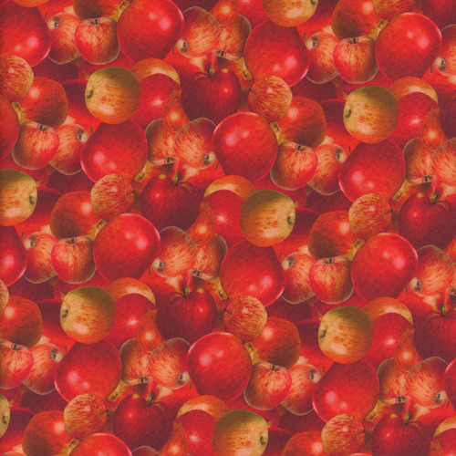 Clothworks Fabrics  Red The Secret Life of Squirrels Apples