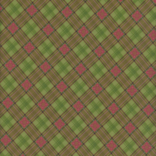 Clothworks Fabrics Katie Pertiet Red Green Olive Holiday Nostalgia Diagonal Plaid