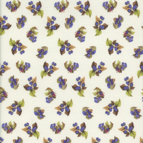 Clothworks Fabrics Cedar West Purple Cream Bird Song Blackberries