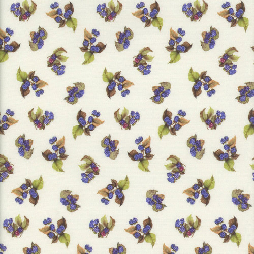 Clothworks Fabrics Cedar West Purple Cream Bird Song Blackberries